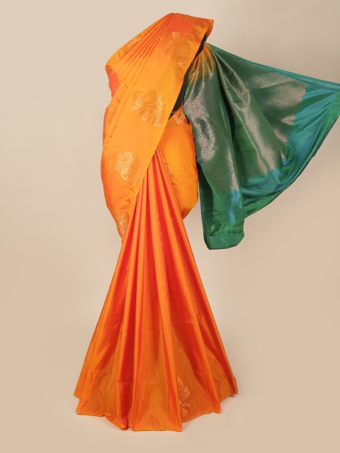 

Pothys Orange & Blue Ethnic Motifs Art Silk Saree