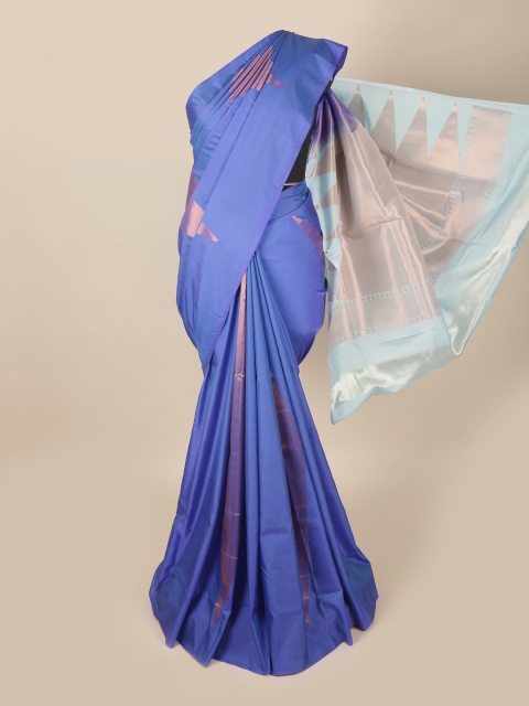 

Pothys Blue & Copper-Toned Ethnic Motifs Zari Art Silk Saree