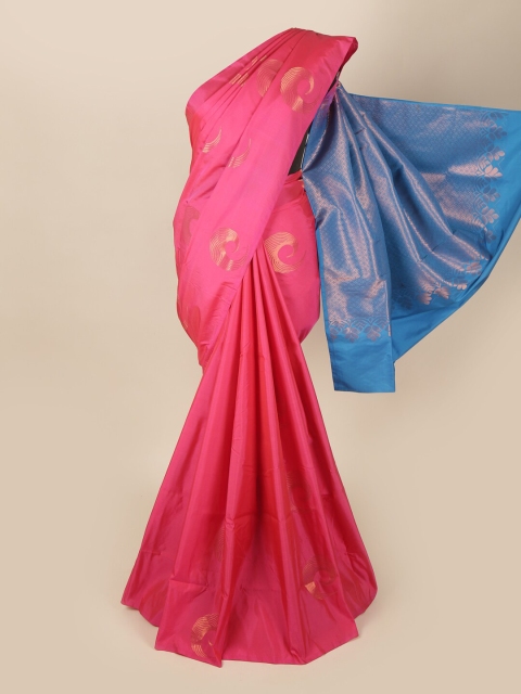 

Pothys Pink & Blue Ethnic Motifs Zari Art Silk Saree