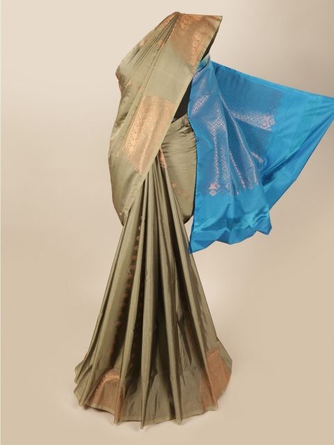 

Pothys Grey & Blue Ethnic Motifs Zari Art Silk Saree