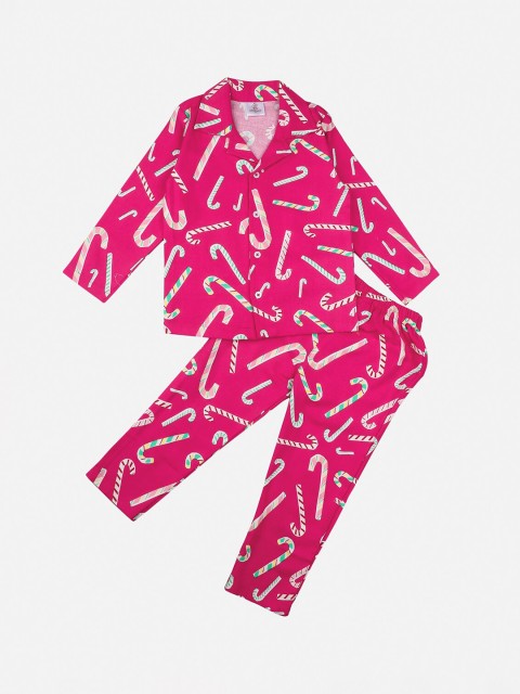 

Hippodrome Kids Pink & White Candy Printed Night Suit