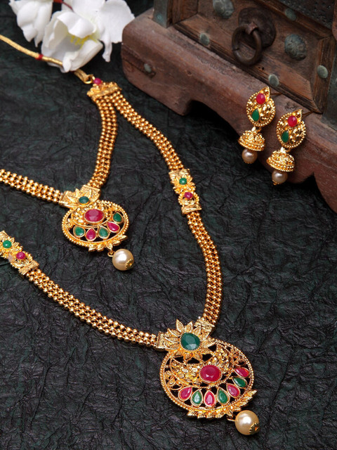 

Shining Diva Gold-Plated Kundan Studded Jewellery Set