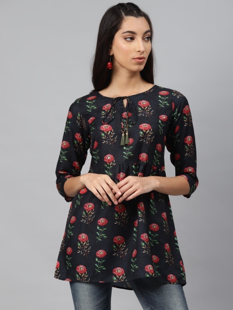 

Sangria Women Navy Blue & Pink Printed Tunic