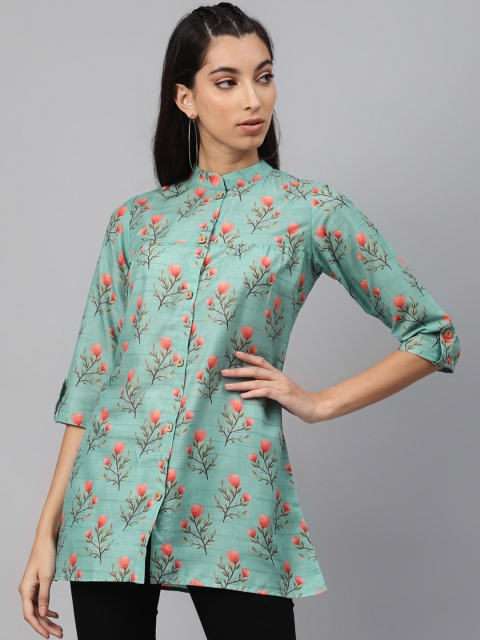 

Sangria Women Blue Floral Printed Thread Work Kurta