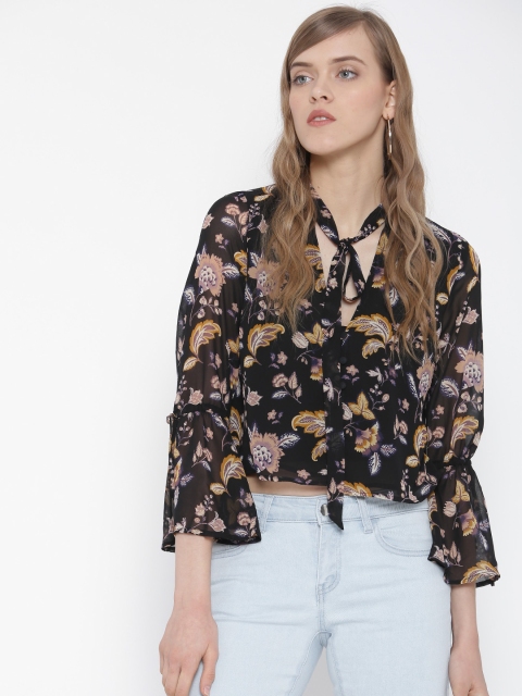 

FOREVER 21 Women Black Printed Top