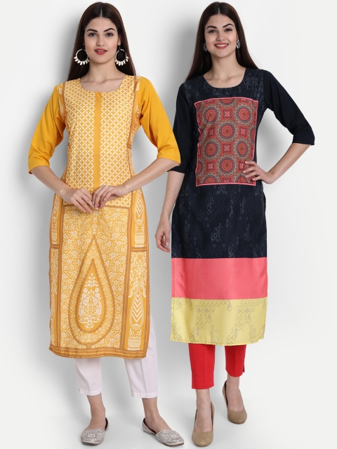 

7Threads Women Multicoloured Ethnic Motifs Printed Crepe Kurta, Multi