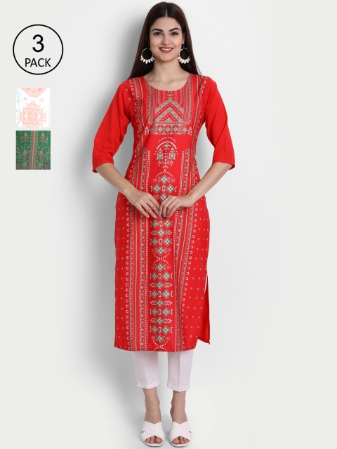 

7Threads Women Multicoloured Embroidered Crepe Kurta, Multi