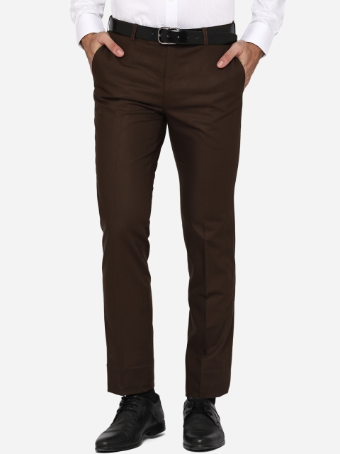

METAL Men Brown Slim Fit Wrinkle Free Formal Trousers