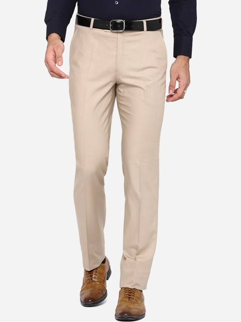 

METAL Men Beige Slim Fit Wrinkle Free Formal Trousers