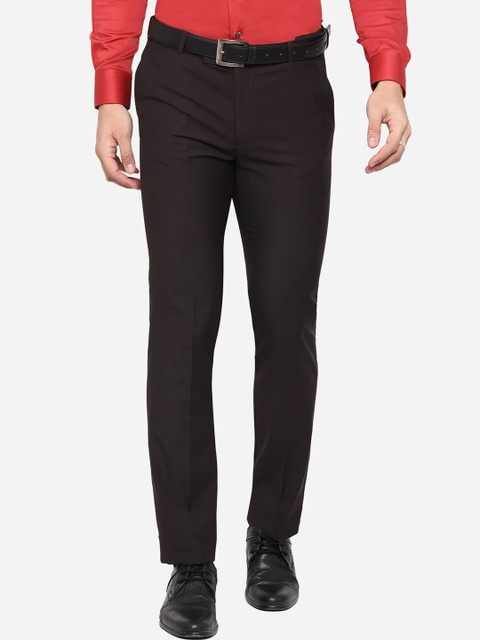 

METAL Men Coffee Brown Slim Fit Wrinkle Free Formal Trousers
