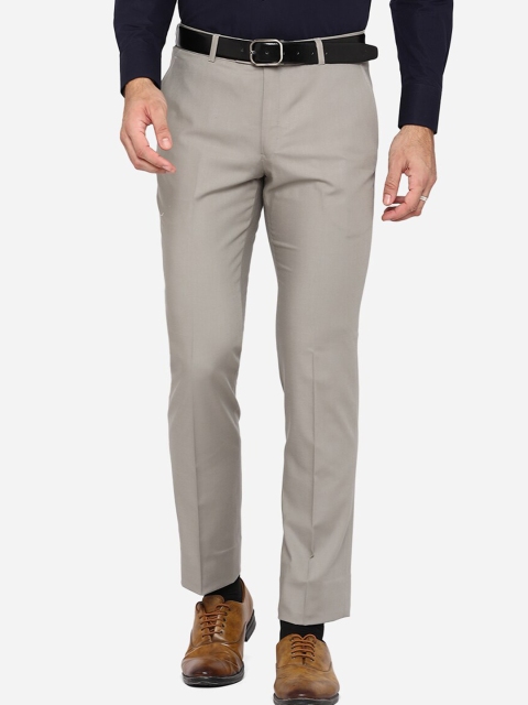 

METAL Men Grey Slim Fit Wrinkle Free Formal Trousers