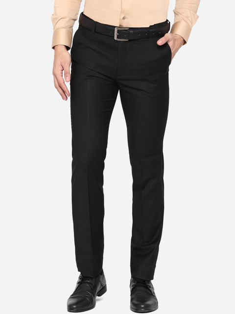 

METAL Men Black Slim Fit Wrinkle Free Formal Trousers