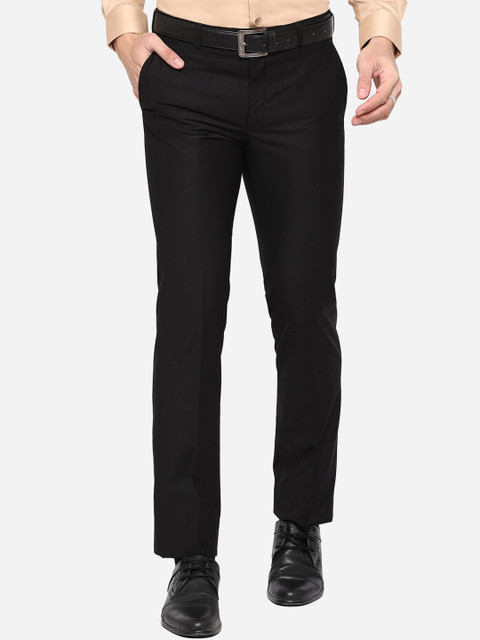 

METAL Men Black Slim Fit Wrinkle Free Formal Trousers