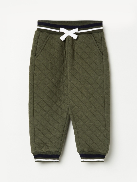 

Juniors Boys Olive Green Solid Cotton Track Pants