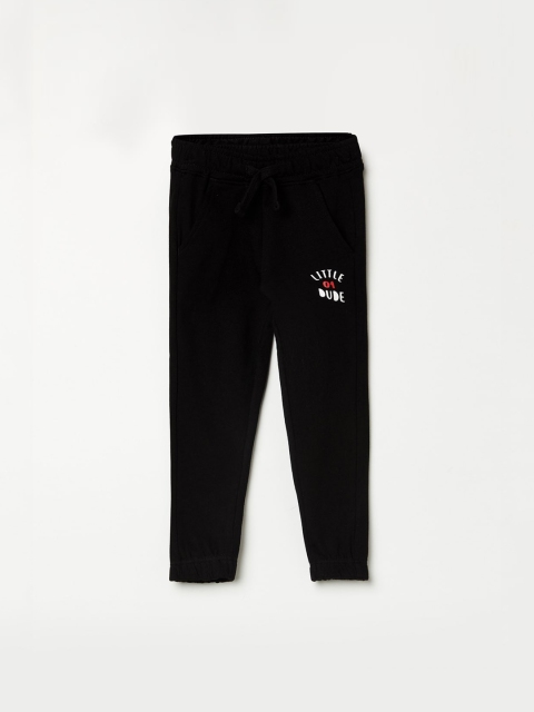 

Juniors Boys Black Solid Pure Cotton Joggers