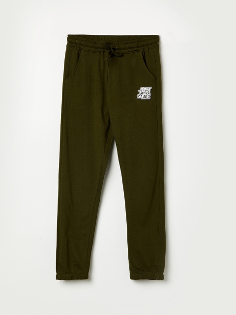 

Fame Forever by Lifestyle Boys Olive-Green Solid Pure Cotton Track Pants