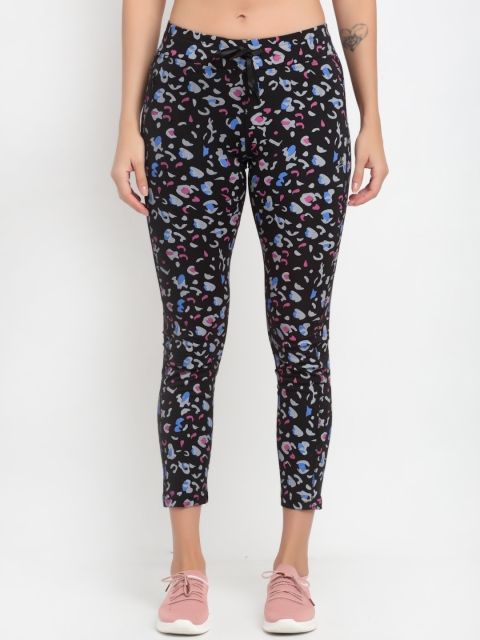

ANTI CULTURE Women Black & Blue Printed Tights