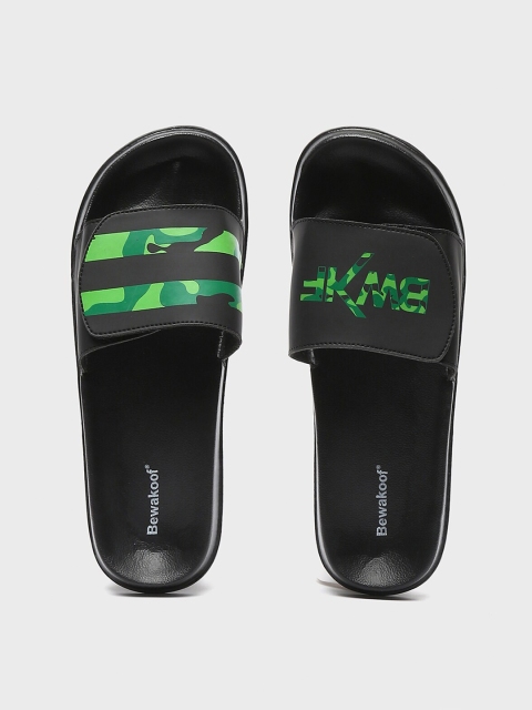 

Bewakoof Men Green Printed Rubber Sliders