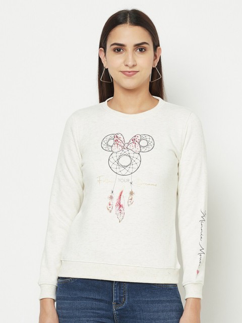 

METTLE Women White Printed Sweatshirt