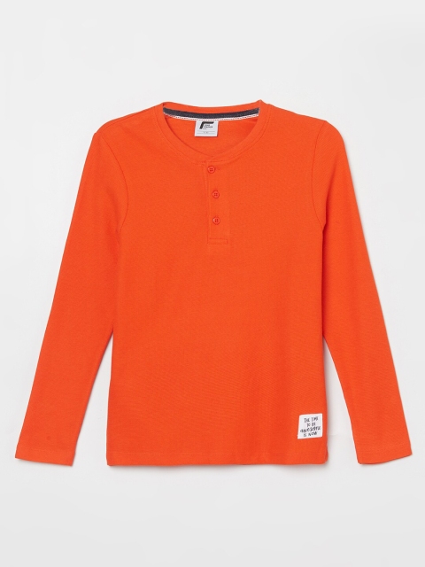 

Fame Forever by Lifestyle Boys Orange Henley Neck T-shirt