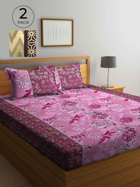 

KLOTTHE Multicoloured Floral 210 TC 2 Pure Cotton King Bedsheet with 4 Pillow Covers, Multi