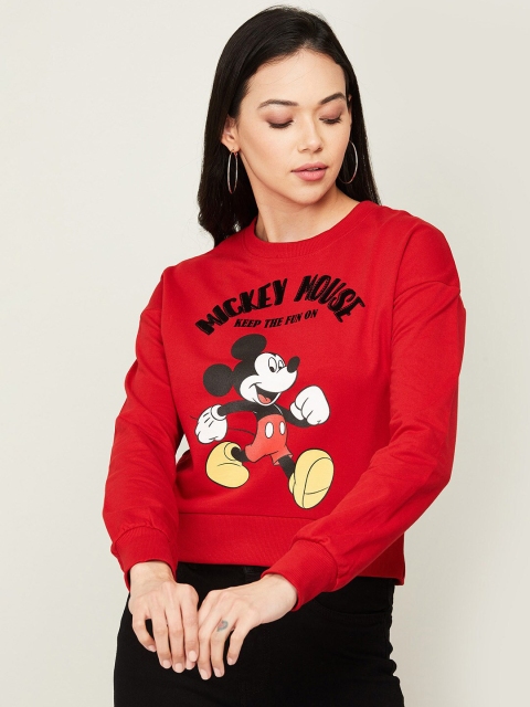 

Ginger by Lifestyle Women Red Mickey Mouse Printed Sweatshirt