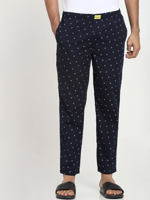 

Bewakoof Men Blue & Grey Printed Lounge Pants