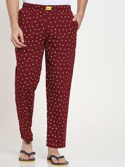

Bewakoof Men Maroon Geometric Printed Launge Pants