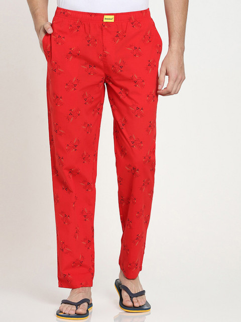 

Bewakoof Men Red Printed Cotton Lounge Pants