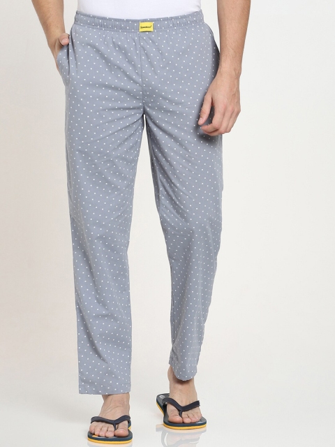 

Bewakoof Men Blue & White Printed Cotton Lounge Pants