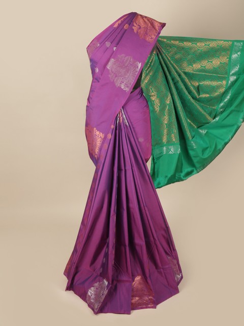 

Pothys Violet & Green Ethnic Motifs Zari Art Silk Saree