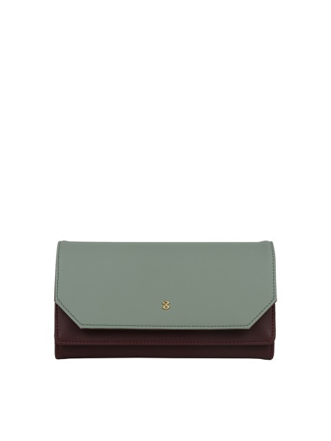 

HORRA Women Blue & Brown Colourblocked Envelop Wallet