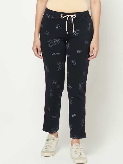 

METTLE Women Navy Blue Cotton Graphic Sweat Pants