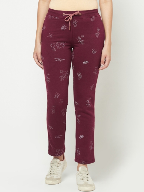 

METTLE Women Maroon & White Cotton Track Pants