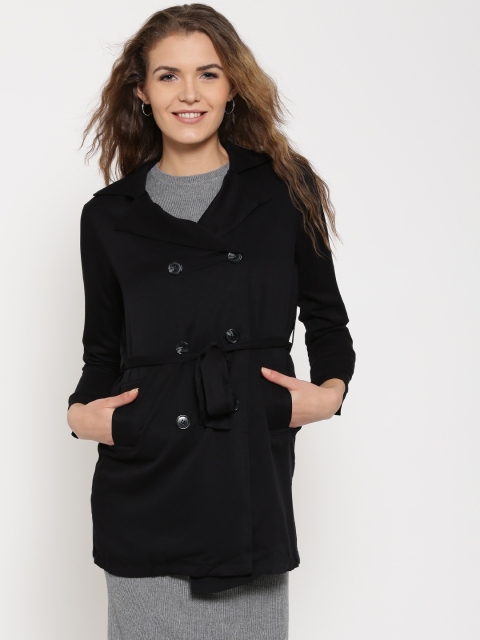 

FOREVER 21 Black Belted Longline Jacket
