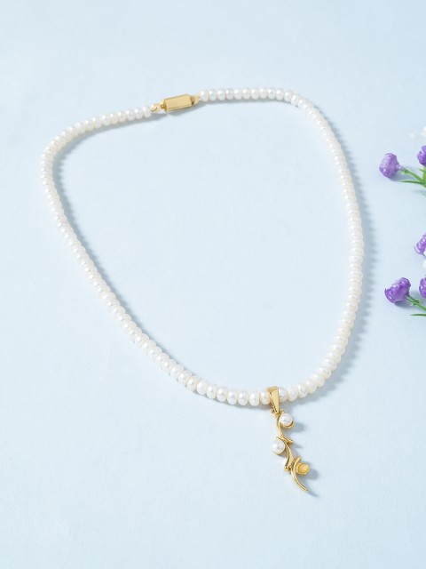 

Golden Peacock Gold Toned Pearl Beaded Necklace