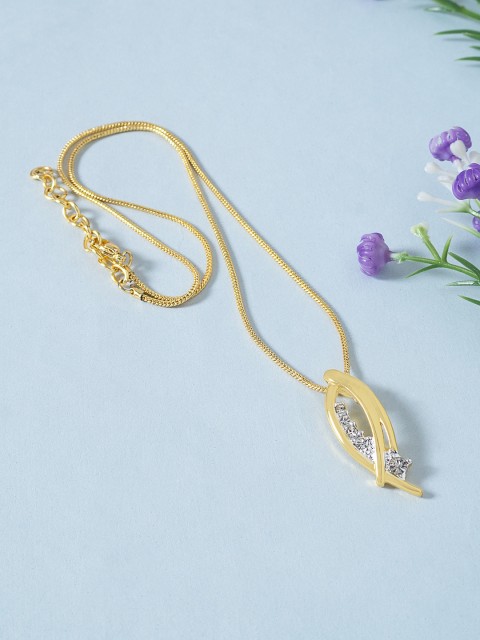

Golden Peacock Gold-Toned Contemporary Pendant With Chain