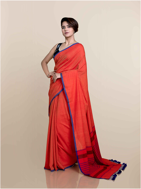 

Suta Red & Blue Pure Cotton Handloom Saree