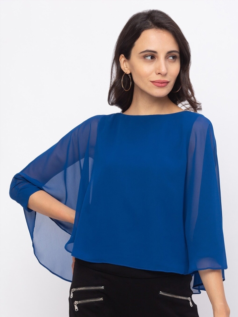 

Iti Blue Layered Georgette Cape Top