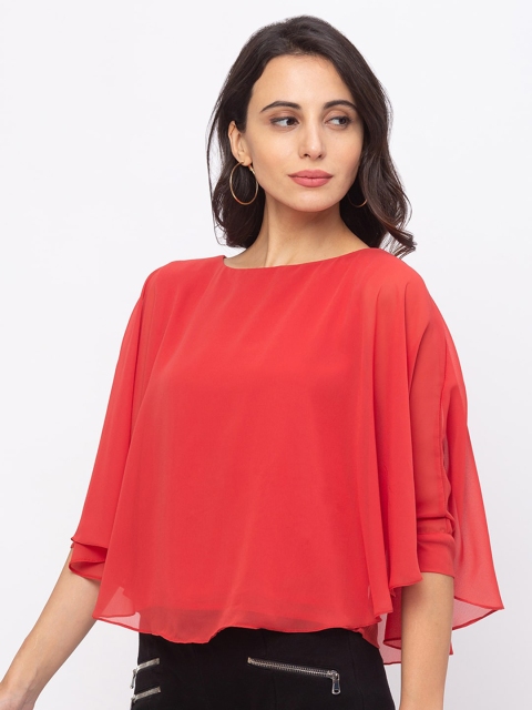 

Iti Coral Georgette Cape Top