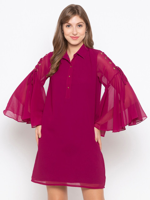 

Iti Purple Georgette Shirt Dress