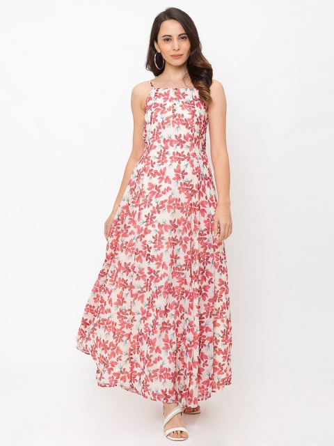 

Iti Off White & Red Floral Georgette Maxi Dress