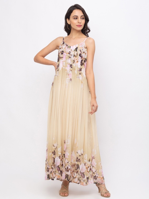 

Iti Women Beige Floral Georgette Maxi Dress