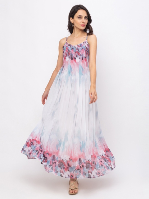 

Iti Off White & Pink Floral Georgette Maxi Dress