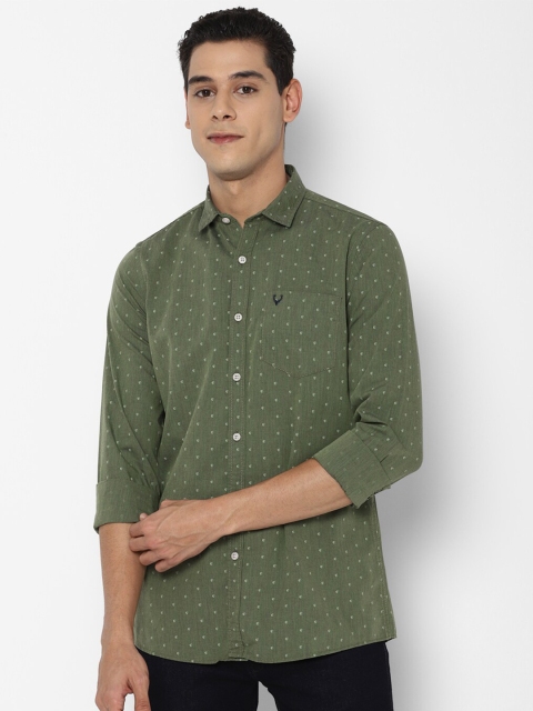 

Allen Solly Sport Men Olive Green Slim Fit Opaque Printed Casual Shirt