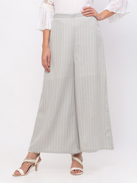 

Iti Women Grey Striped Palazzos