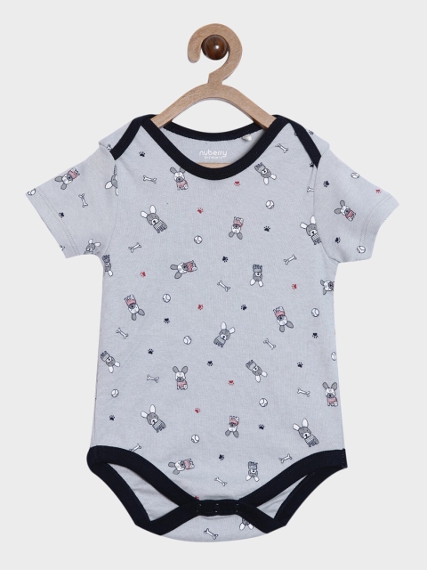

Nuberry Infant Kids Grey & Black Printed Pure Cotton Bodysuit