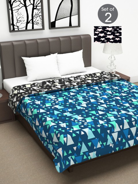 

Divine Casa Blue & Red Set of 2 Geometric Mild Winter 120 GSM Double Bed Dohar