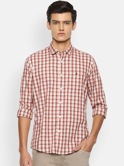 

Louis Philippe Jeans Men Cream-Coloured Slim Fit Opaque Checked Casual Shirt