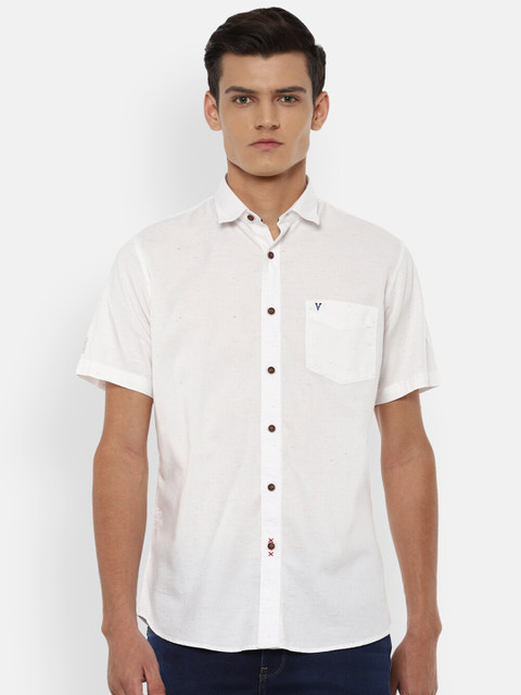 

VAN HEUSEN DENIM LABS Men White Slim Fit Opaque Casual Shirt